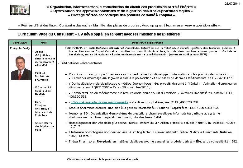  « Organisation, informatisation, automatisation du circuit des produits de santé à l’hôpital »