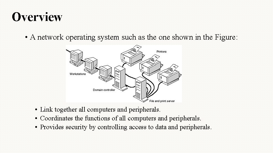 Overview • A network operating system such as the one shown in the Figure: