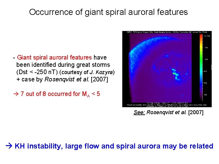 Occurrence of giant spiral auroral features - Giant spiral auroral features have been identified Occurrence of giant spiral auroral features - Giant spiral auroral features have been identified