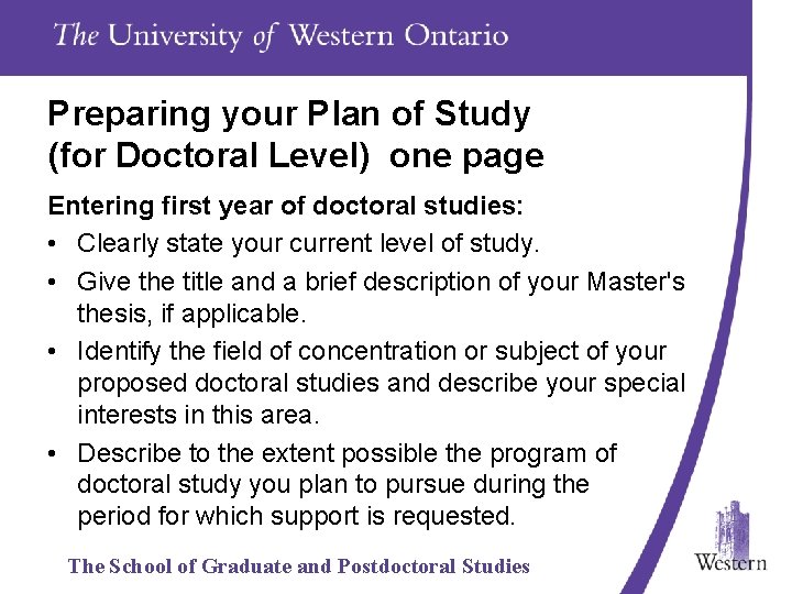 Preparing your Plan of Study (for Doctoral Level) one page Entering first year of