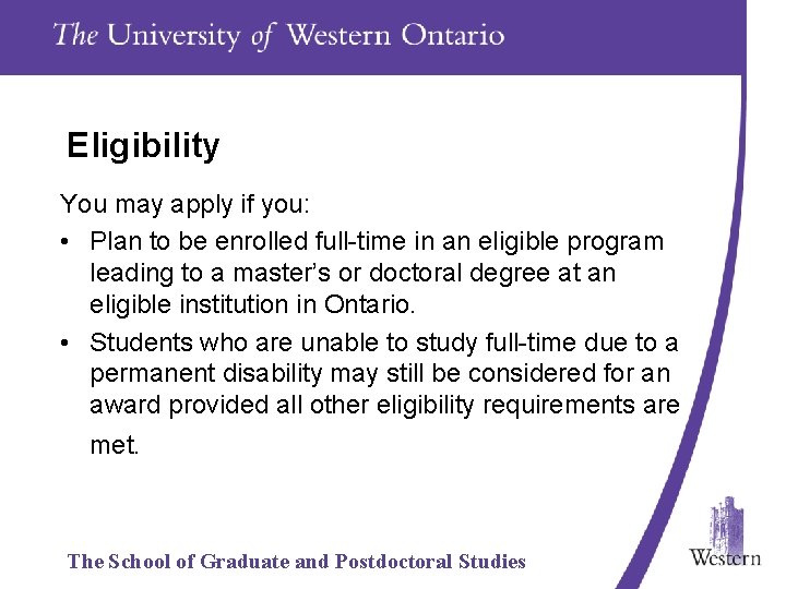 Eligibility You may apply if you: • Plan to be enrolled full-time in an