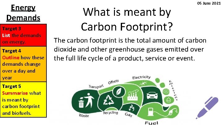 Energy Demands Target 3 List the demands on energy. Target 4 Outline how these Energy Demands Target 3 List the demands on energy. Target 4 Outline how these