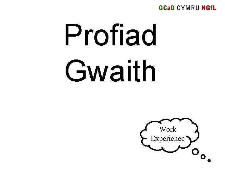 Profiad Gwaith Work Experience 