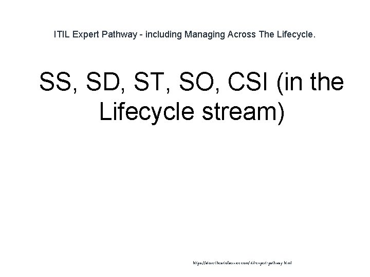 ITIL Expert Pathway - including Managing Across The Lifecycle. 1 SS, SD, ST, SO, ITIL Expert Pathway - including Managing Across The Lifecycle. 1 SS, SD, ST, SO,