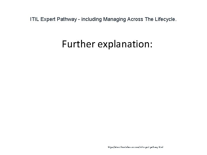 ITIL Expert Pathway - including Managing Across The Lifecycle. 1 Further explanation: https: //store. ITIL Expert Pathway - including Managing Across The Lifecycle. 1 Further explanation: https: //store.