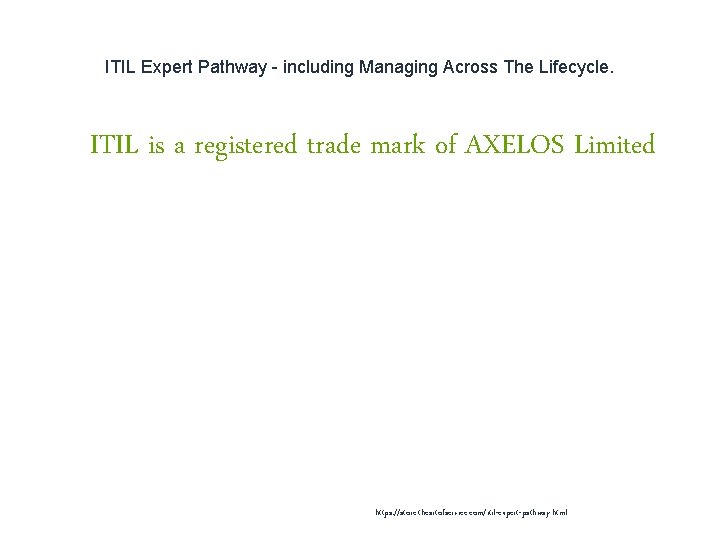 ITIL Expert Pathway - including Managing Across The Lifecycle. 1 ITIL is a registered ITIL Expert Pathway - including Managing Across The Lifecycle. 1 ITIL is a registered