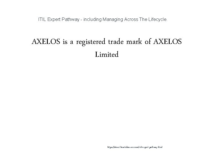 ITIL Expert Pathway - including Managing Across The Lifecycle. 1 AXELOS is a registered ITIL Expert Pathway - including Managing Across The Lifecycle. 1 AXELOS is a registered
