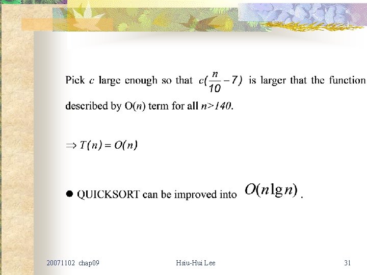 20071102 chap 09 Hsiu-Hui Lee 31 