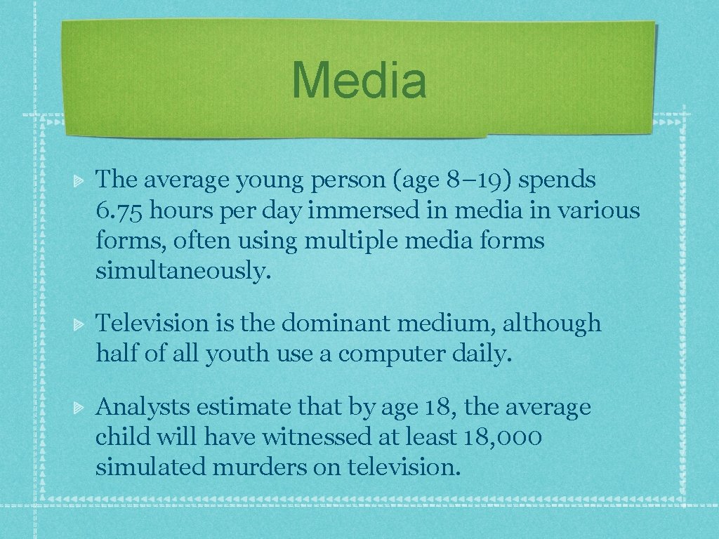 Media The average young person (age 8– 19) spends 6. 75 hours per day