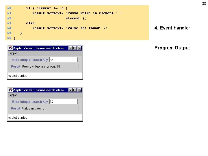 28 60 61 62 63 64 65 66 } if ( element != -1
