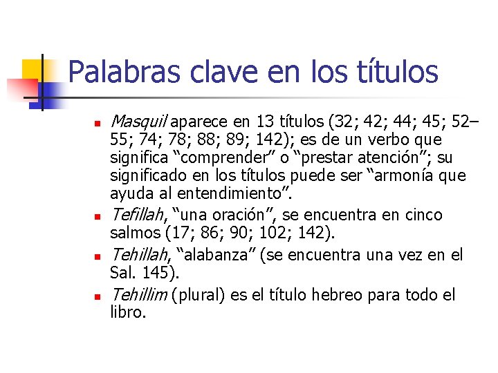 Palabras clave en los títulos n n Masquil aparece en 13 títulos (32; 44;