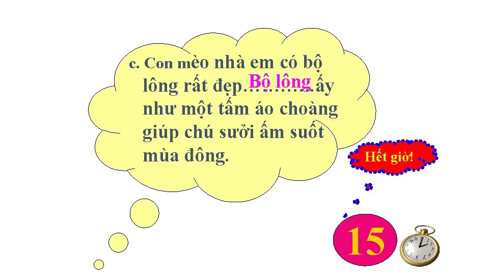 c. Con mèo nhà em có bộ Bộ lông rất đẹp……. …. . ấy