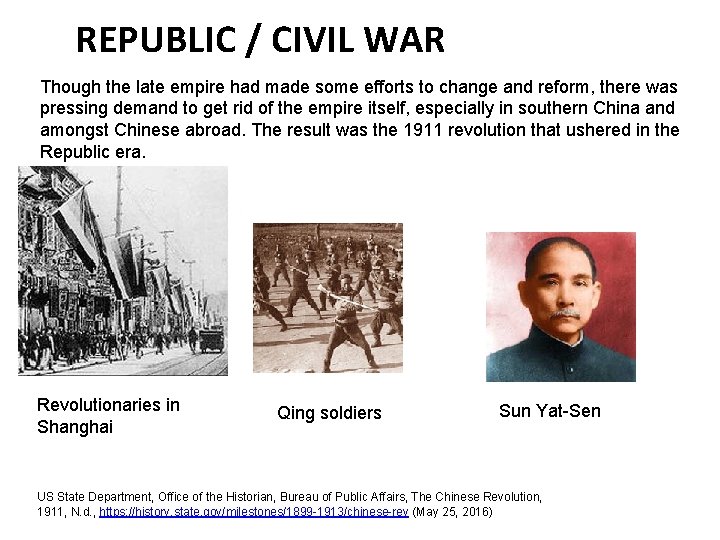REPUBLIC / CIVIL WAR Though the late empire had made some efforts to change