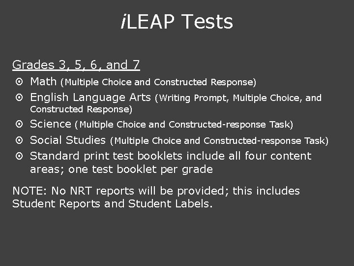 i. LEAP Tests Grades 3, 5, 6, and 7 ¤ Math (Multiple Choice and