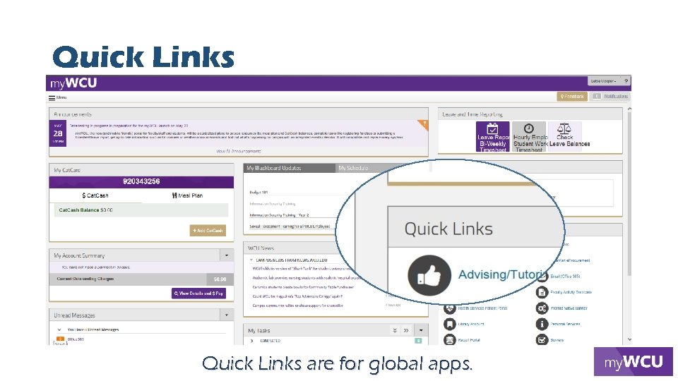 Quick Links are for global apps. 