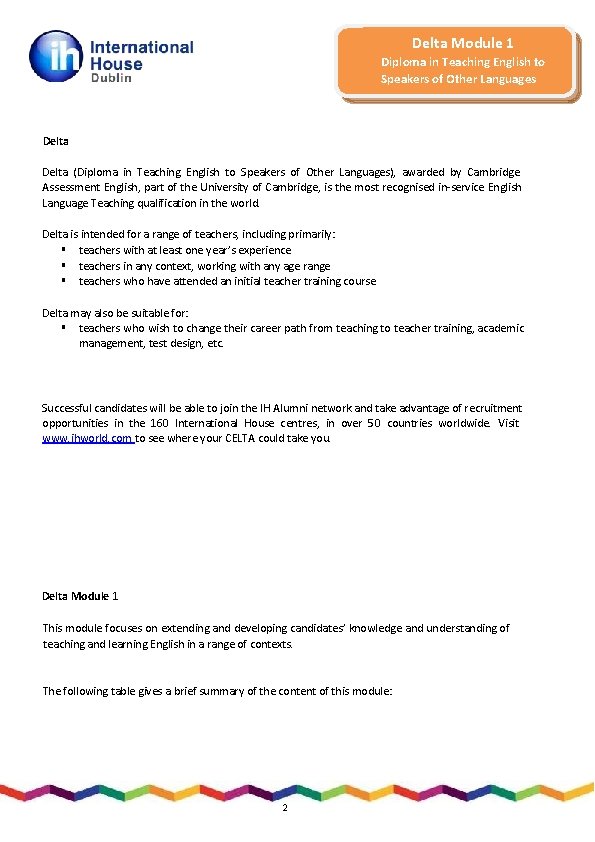 Delta Module 1 Diploma in Teaching English to Speakers of Other Languages Delta (Diploma