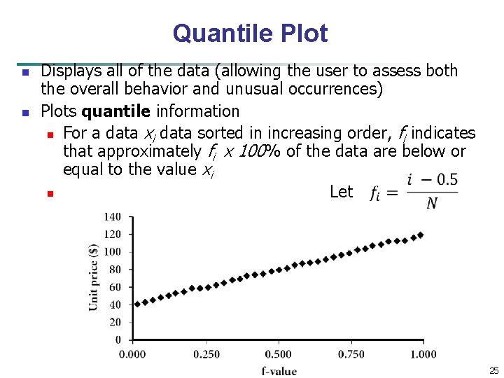 Quantile Plot n n Displays all of the data (allowing the user to assess