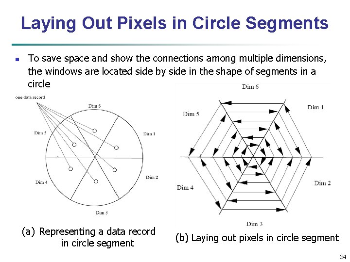 Laying Out Pixels in Circle Segments n To save space and show the connections