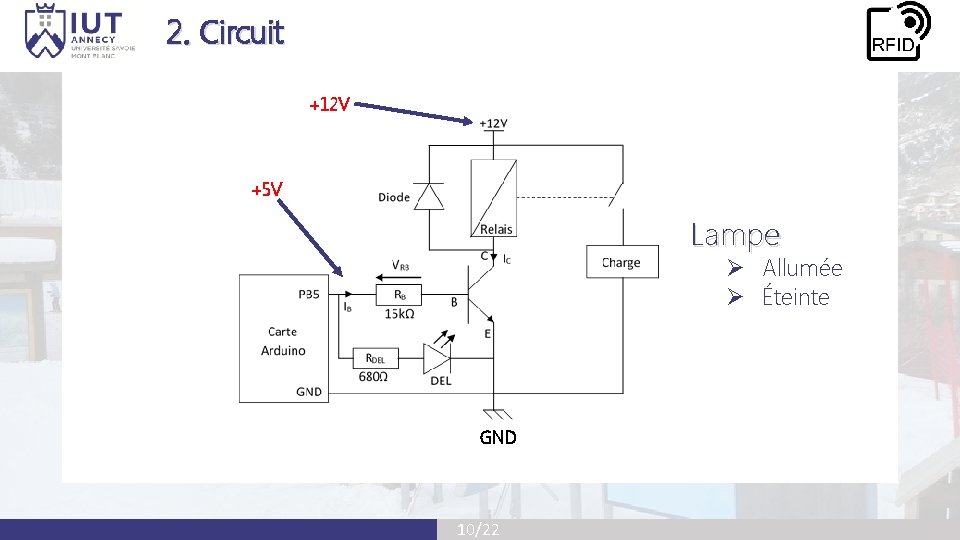 2. Circuit +12 V +5 V Lampe Ø Allumée Ø Éteinte GND 10/22 