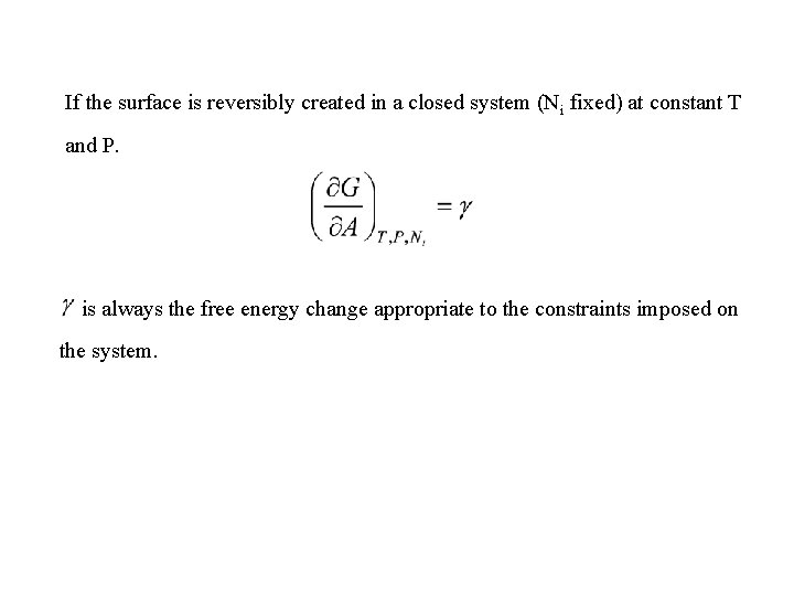 If the surface is reversibly created in a closed system (Ni fixed) at constant