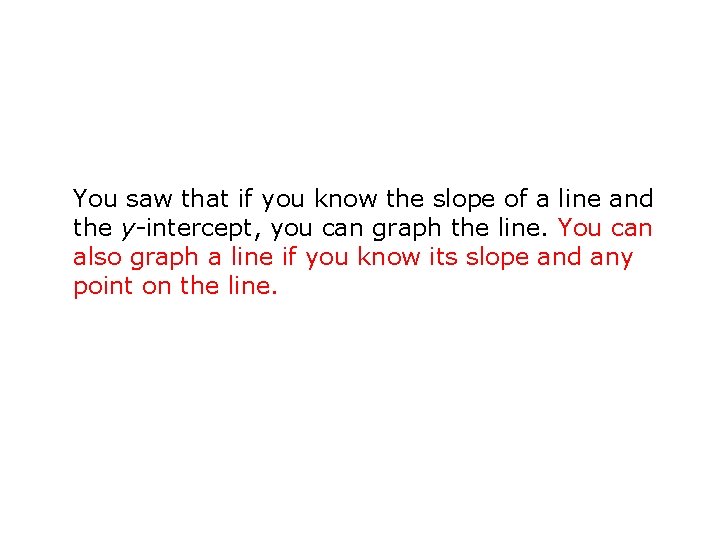 You saw that if you know the slope of a line and the y-intercept,