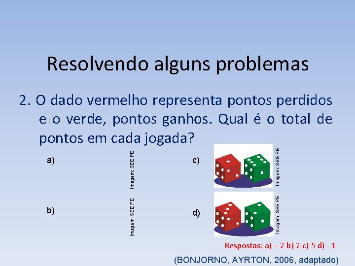 Resolvendo alguns problemas d) Imagem: SEE PE c) Imagem: SEE PE b) Imagem: SEE Resolvendo alguns problemas d) Imagem: SEE PE c) Imagem: SEE PE b) Imagem: SEE