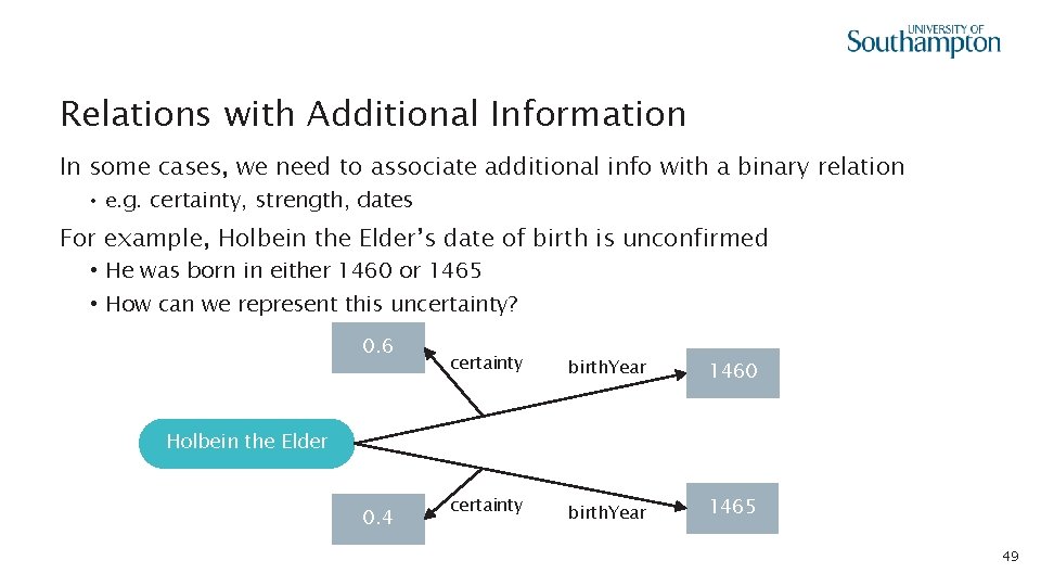 Relations with Additional Information In some cases, we need to associate additional info with