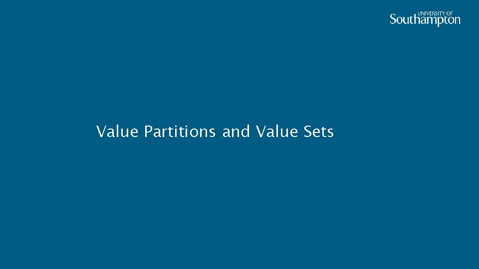 Value Partitions and Value Sets 