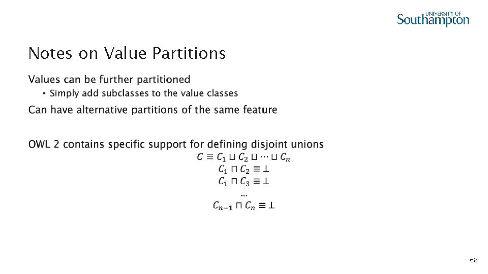 Notes on Value Partitions • 68 