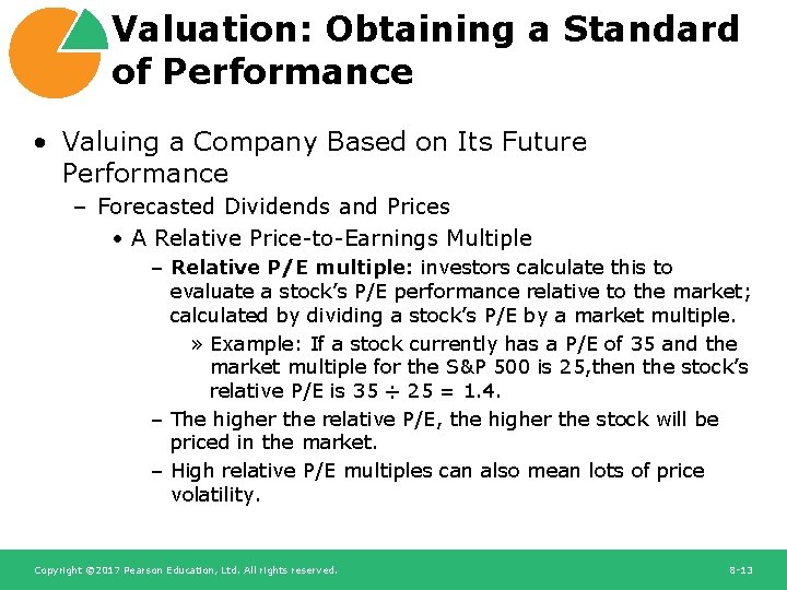 Valuation: Obtaining a Standard of Performance • Valuing a Company Based on Its Future