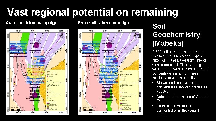 Vast regional potential on remaining Pb in soil Niton campaign Cu in soil Niton