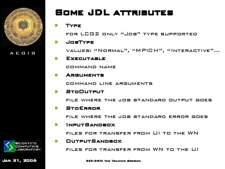 Some JDL attributes n n AEGIS n n n Jan 31, 2006 Type for