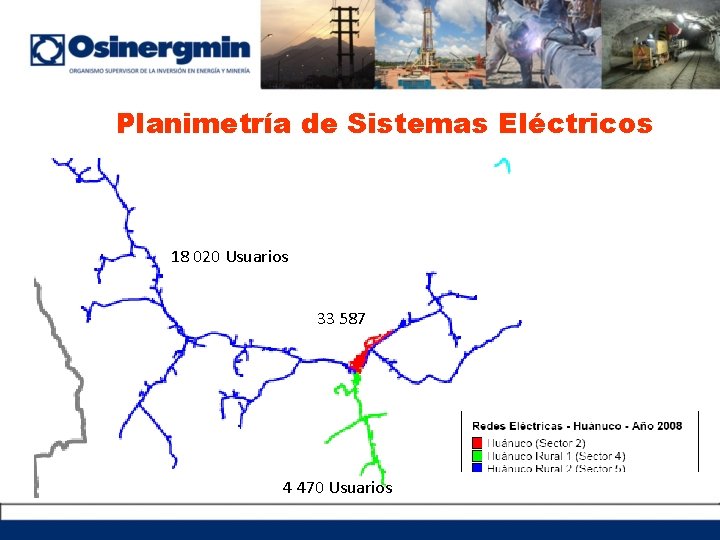 Planimetría de Sistemas Eléctricos 18 020 Usuarios 33 587 4 470 Usuarios 