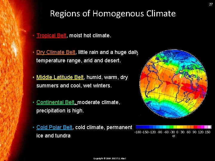 27 Regions of Homogenous Climate • Tropical Belt, moist hot climate. • Dry Climate