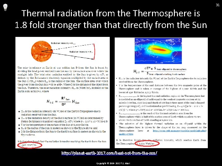 Thermal radiation from the Thermosphere is 1. 8 fold stronger than that directly from