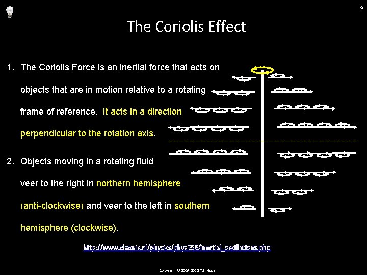 9 The Coriolis Effect 1. The Coriolis Force is an inertial force that acts