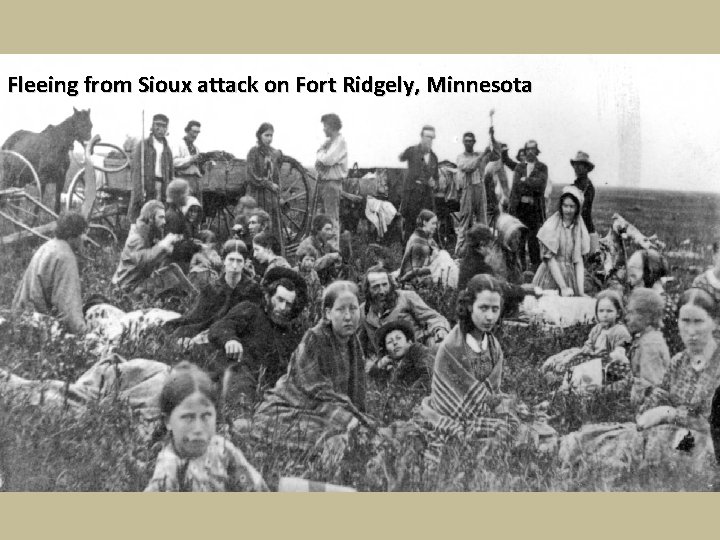 Fleeing from Sioux attack on Fort Ridgely, Minnesota 