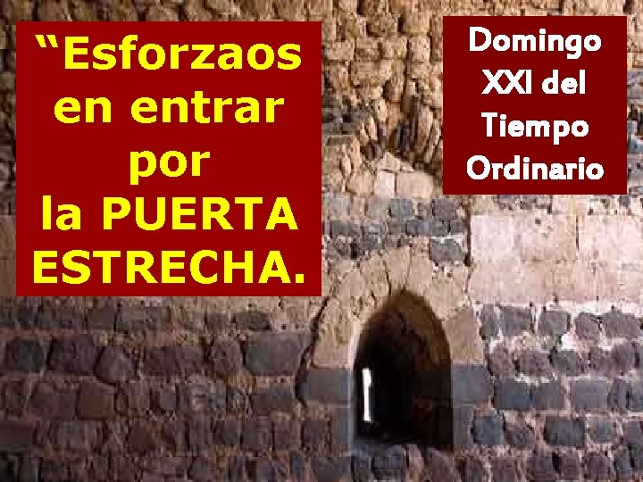 “Esforzaos en entrar por la PUERTA ESTRECHA. Domingo XXI del Tiempo Ordinario 