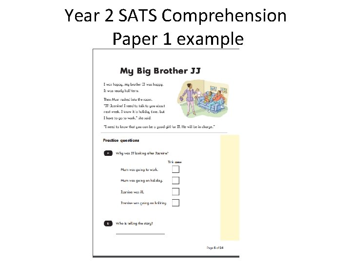 Year 2 SATS Comprehension Paper 1 example 