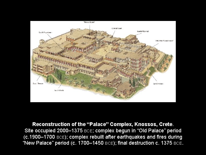 Reconstruction of the “Palace” Complex, Knossos, Crete. Site occupied 2000– 1375 BCE; complex begun