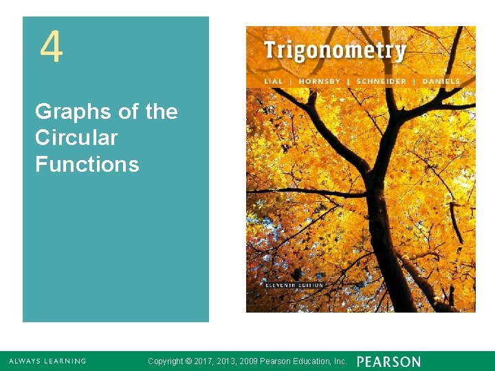 4 Graphs of the Circular Functions Copyright © 2017, 2013, 2009 Pearson Education, Inc.