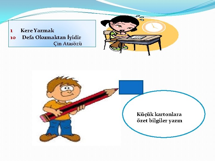 1 Kere Yazmak 10 Defa Okumaktan İyidir Çin Atasözü Küçük kartonlara özet bilgiler yazın