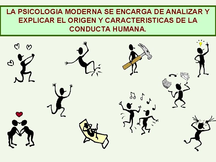 LA PSICOLOGIA MODERNA SE ENCARGA DE ANALIZAR Y EXPLICAR EL ORIGEN Y CARACTERISTICAS DE