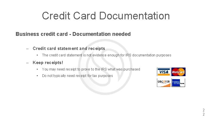 Credit Card Documentation Business credit card - Documentation needed – Credit card statement and