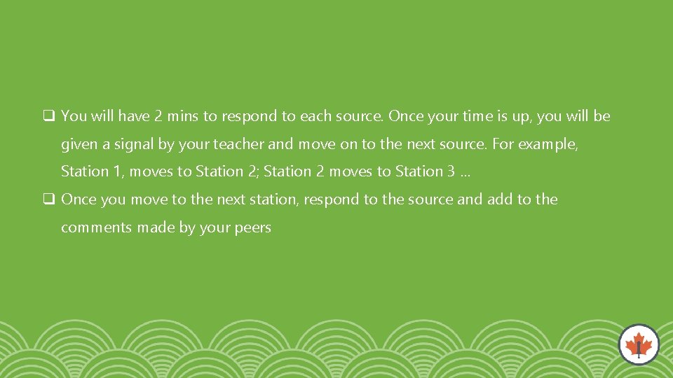 q You will have 2 mins to respond to each source. Once your time