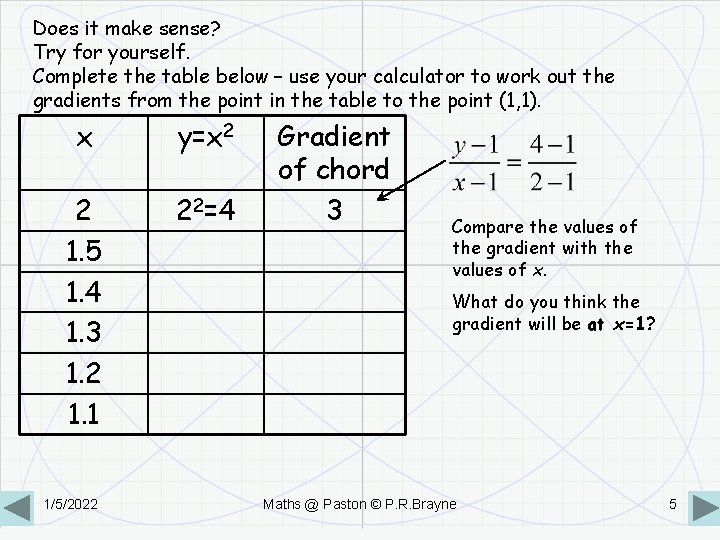 Does it make sense? Try for yourself. Complete the table below – use your