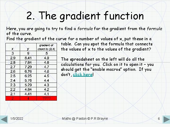 2. The gradient function Here, you are going to try to find a formula