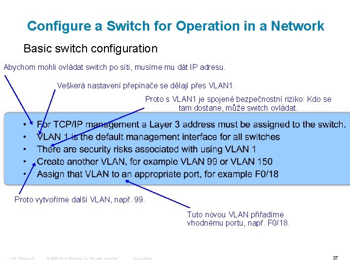 Configure a Switch for Operation in a Network Basic switch configuration Abychom mohli ovládat