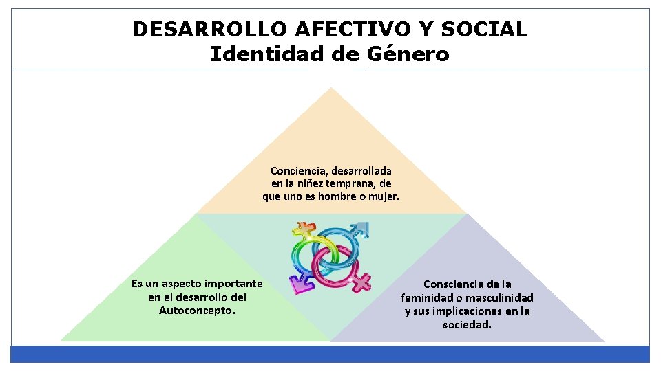 DESARROLLO AFECTIVO Y SOCIAL Identidad de Género Conciencia, desarrollada en la niñez temprana, de