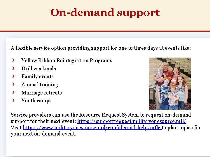 On-demand support A flexible service option providing support for one to three days at On-demand support A flexible service option providing support for one to three days at